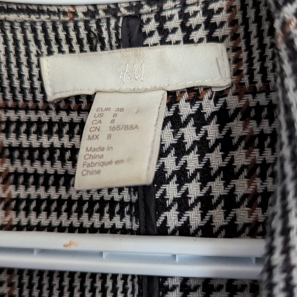 H&M Long Plaid Overcoat - Size 8 - Picture 5 of 6